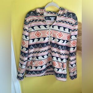 O'Neill Cream and Black Patterned Fleece Jacket